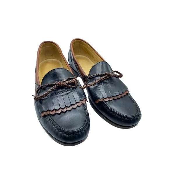 Allen Edmonds Woodstock Leather Loafers Mens Size 9.5 B Two Tone Black Brown USA ALLEN EDMONDS  main image 3